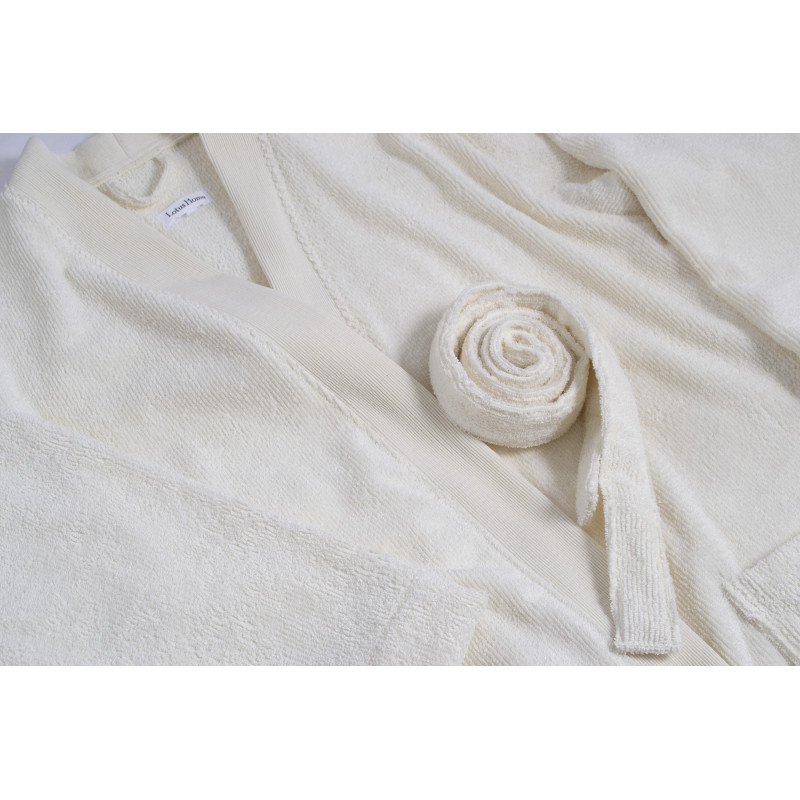 Бавовняний халат Lotus Home Vera кремовий, розмір L/XL