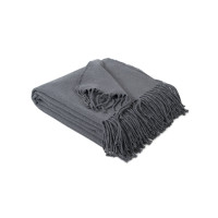 Плед Lotus Home Bergen антрацит 200×220 см з бахромою