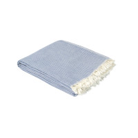 Бавовняне покривало Lotus Home Premium Stripe синє, піке, 190×225 см