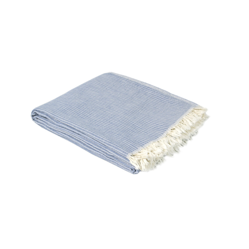 Бавовняне покривало Lotus Home Premium Stripe синє, піке, 190×225 см