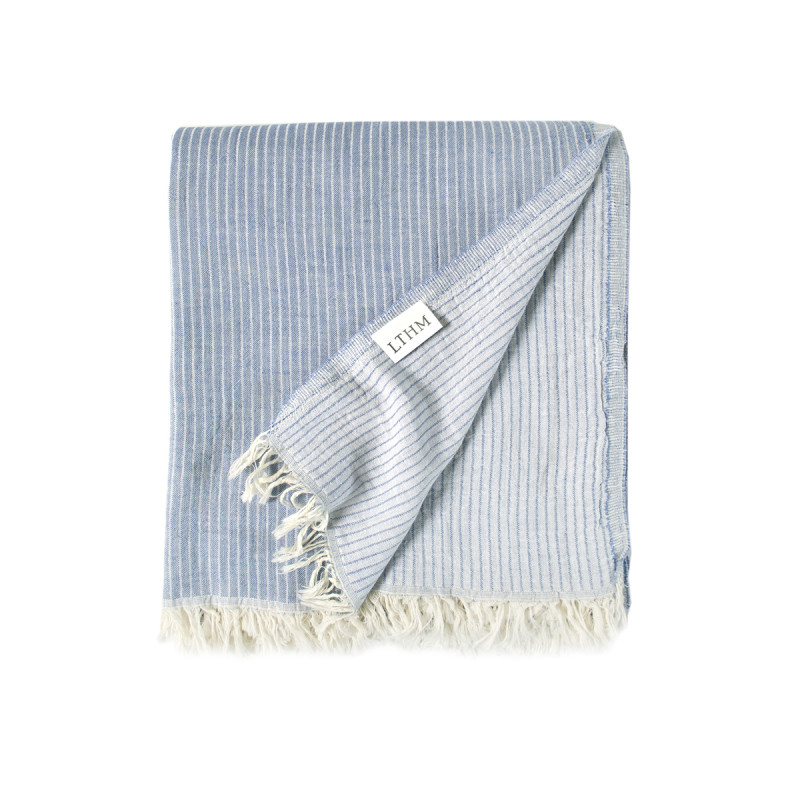 Бавовняне покривало Lotus Home Premium Stripe синє, піке, 190×225 см