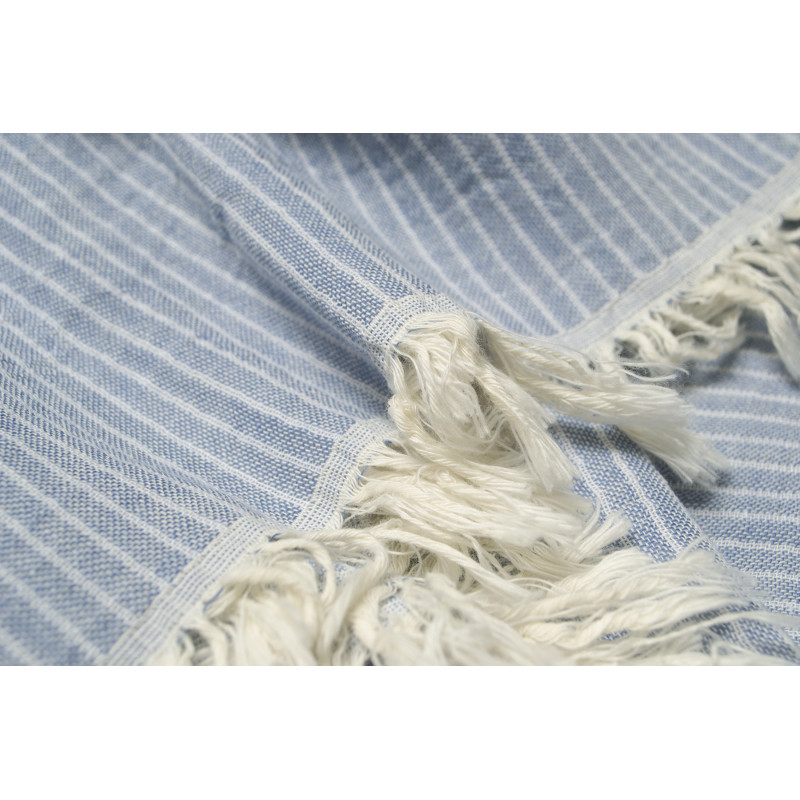 Бавовняне покривало Lotus Home Premium Stripe синє, піке, 190×225 см