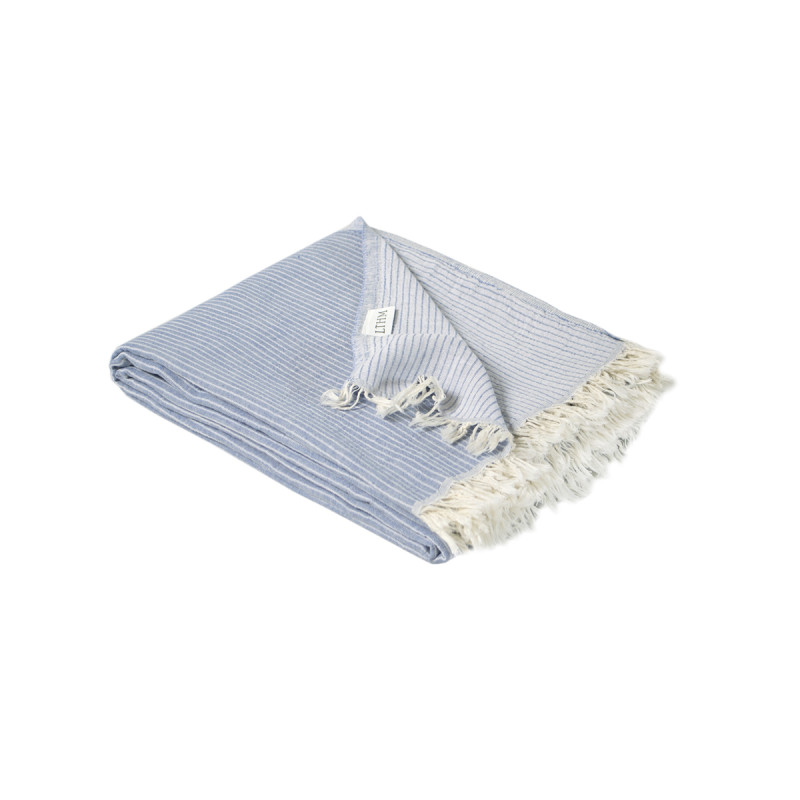 Бавовняне покривало Lotus Home Premium Stripe синє, піке, 190×225 см