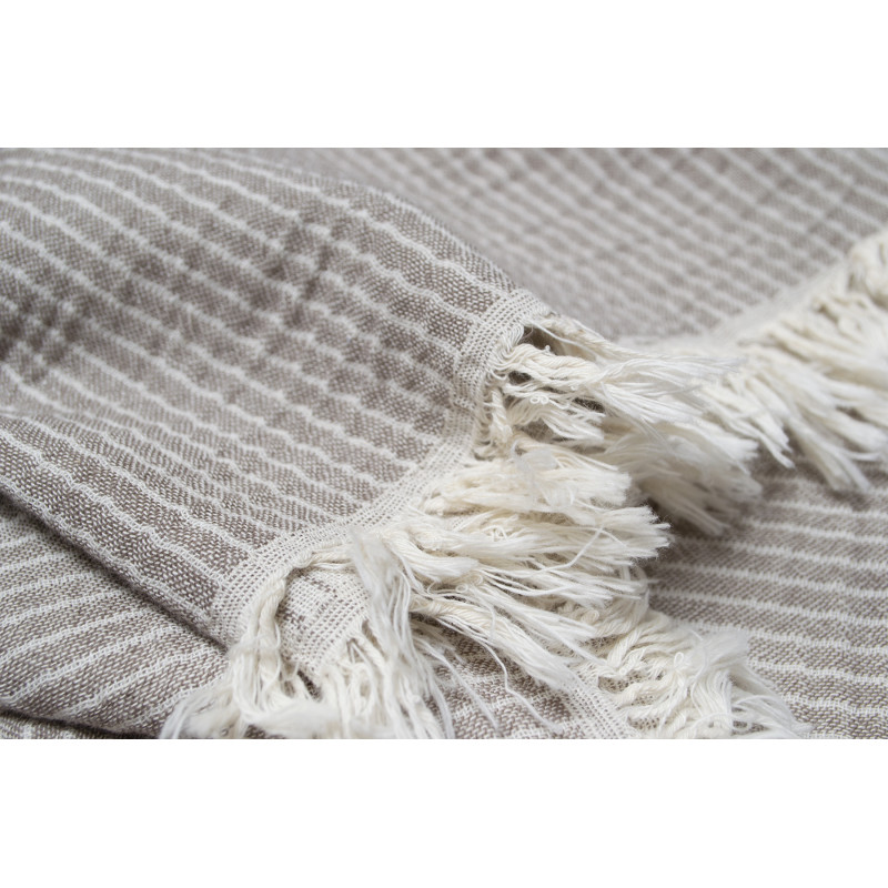Бавовняне покривало Lotus Home Premium Stripe коричневе, 190×225 см