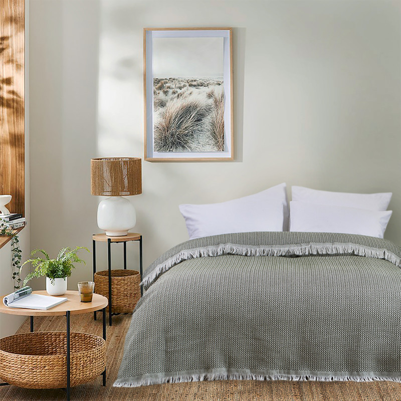Покривало Lotus Home Retimna хакі 220х240 см, бавовна