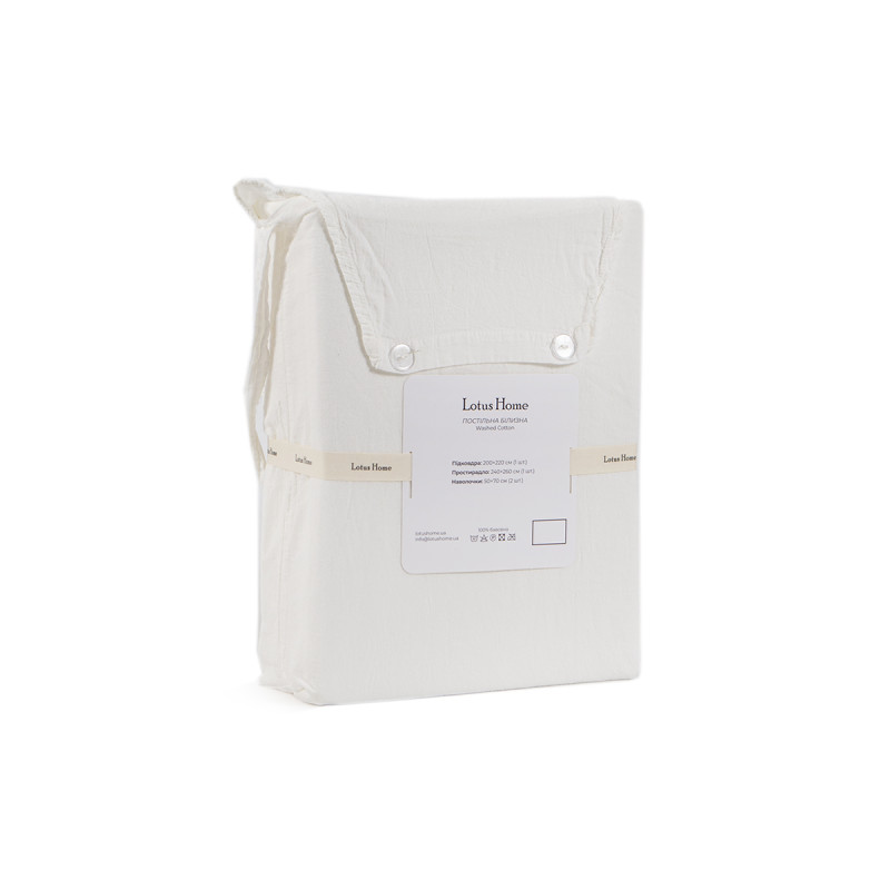 Постільна білизна Lotus Home Washed Cotton Kansas молочна, євро