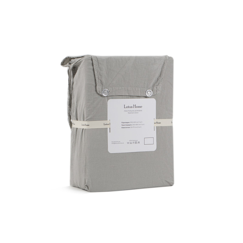 Постільна білизна Lotus Home Washed Cotton Kansas сіра, євро