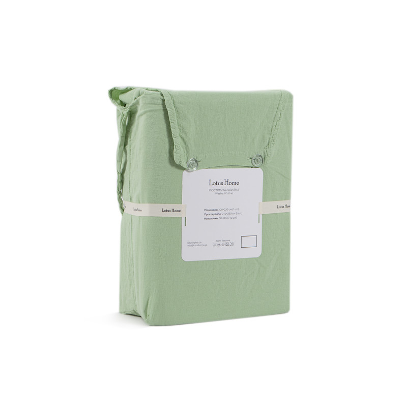 Постільна білизна Lotus Home Washed Cotton Kansas євро, світло-зелена