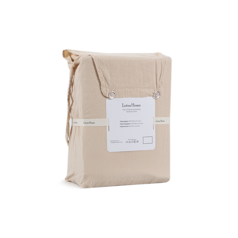 Постільна білизна Lotus Home Washed Cotton Kansas пісочна, євро