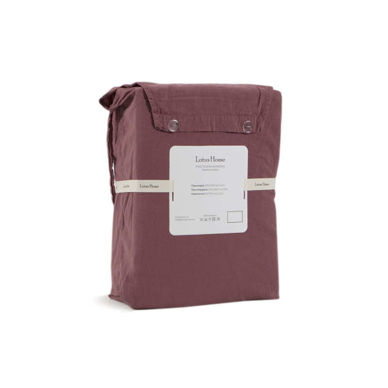 Постільна білизна Lotus Home Kansas євро, Washed Cotton, бургунді