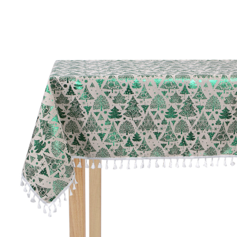 Скатертина Lotus Home New Year зелена 140×180 см, поліестер
