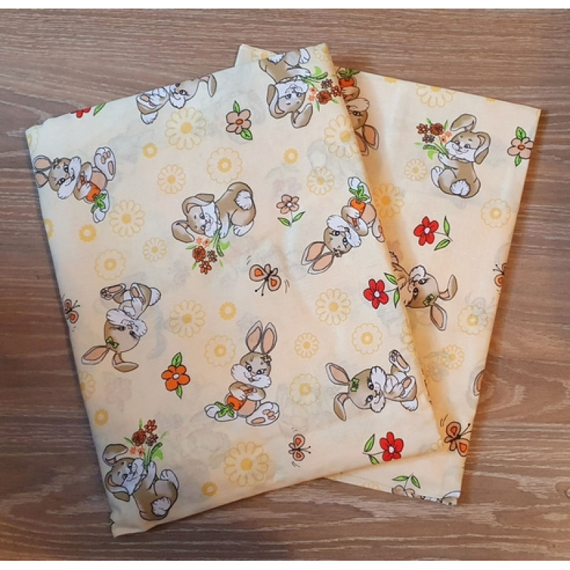 Детское постельное белье Зайчики на лимонном в кроватку