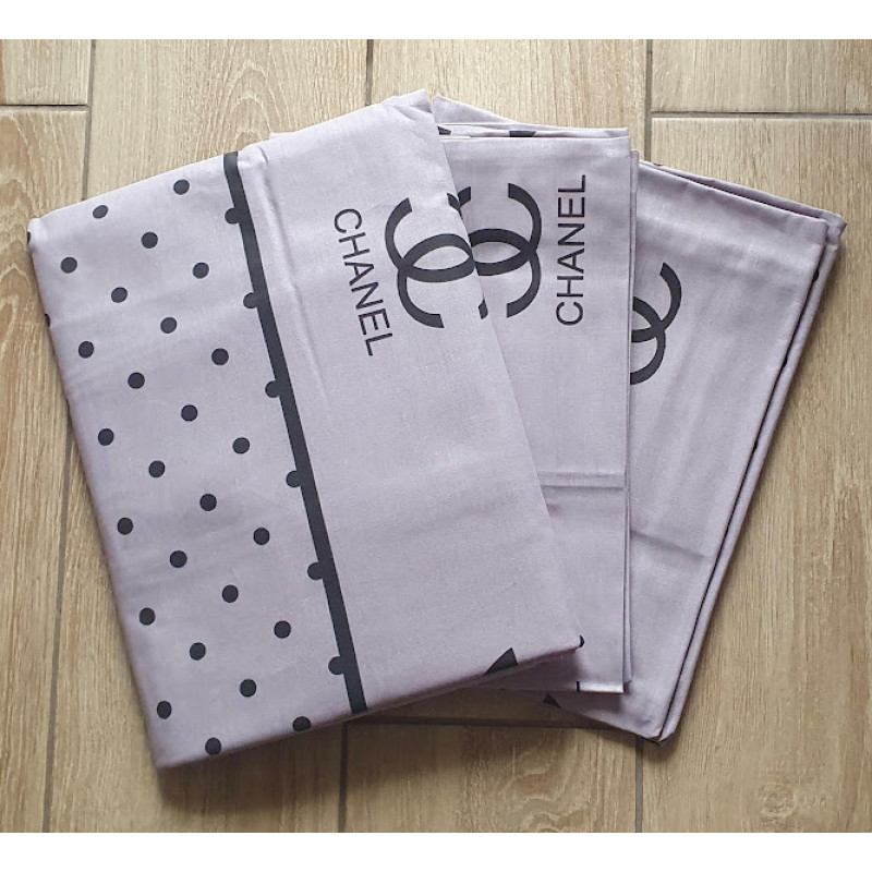 Постельный комплект Шанель (Chanel) серый