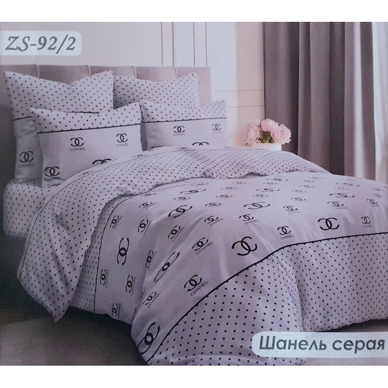 Постельный комплект Шанель (Chanel) серый