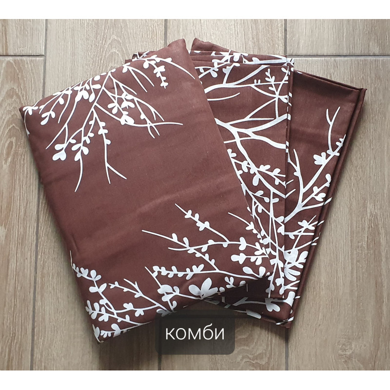 Постельный комплект Белая ветка на коричневом