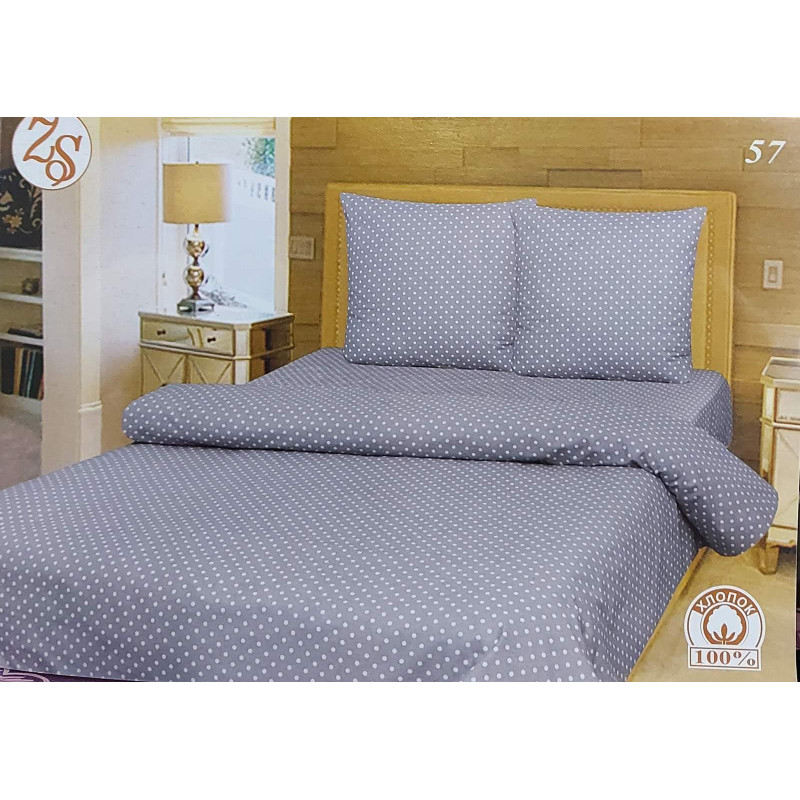 Фланелевий (байка) постільний комплект Горох сірий