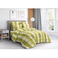 Постільний комплект Квадрати з візерунками оливка