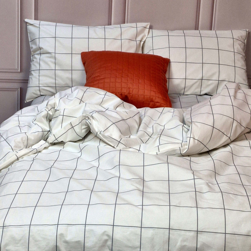 Постільна білизна Тартан білий ранфорс MERISET - (560794)