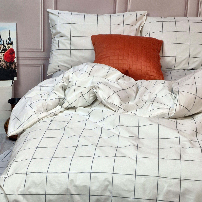 Постільна білизна Тартан білий ранфорс MERISET - (560794)