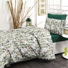 Постільна білизна Панди зелені Ранфорс MERISET - Сімейний на резинці (550249)