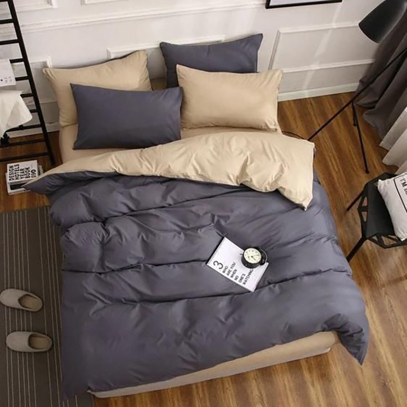 Постільна білизна ДУЕТ Антрацит/Крем-брюле Ранфорс MERISET - Полуторний на резинці (550276)