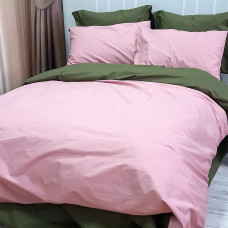 Постільна білизна ДУЕТ Пудра/Темний Хакі Ранфорс MERISET - Сімейний (550348)