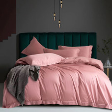 Постільна білизна PINK SUNSET Premium Сатин однотон MERISET - Двоспальний на резинці (550571)