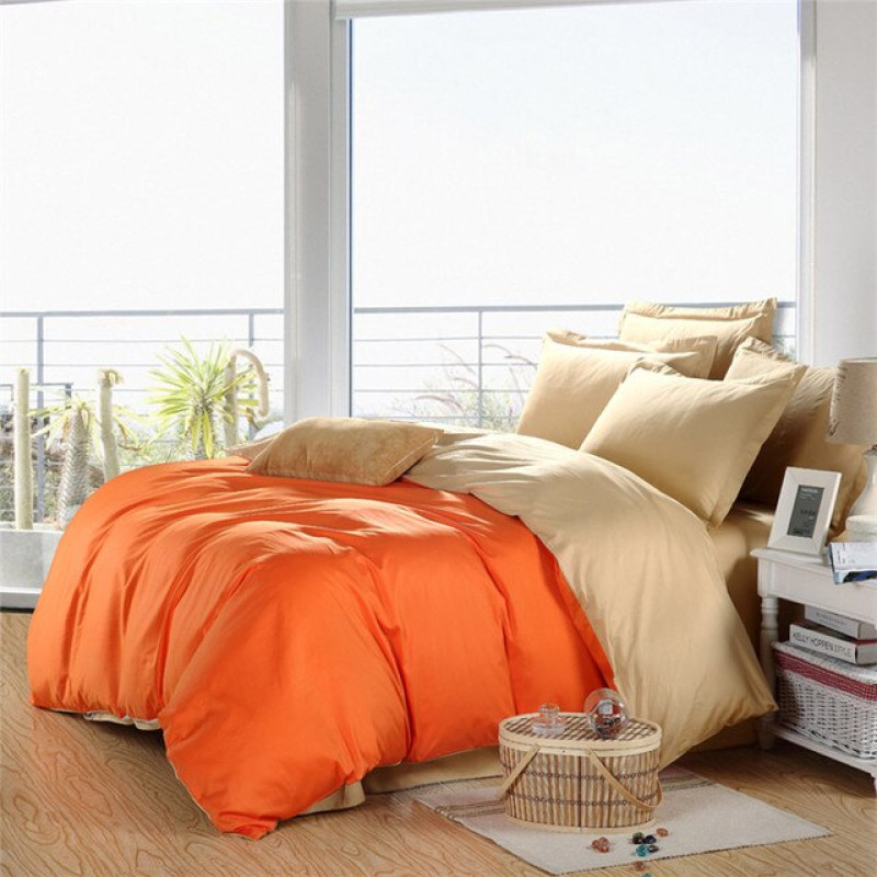 Постільна білизна ДУЕТ Помаранчевий/Крем-брюле Ранфорс MERISET - Полуторний на резинці (550699)