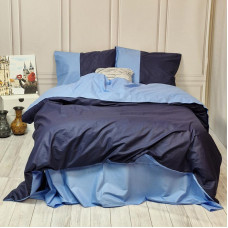 Постільна білизна PREMIERE Темно-синє/Блакить Ранфорс MERISET - Євро (560201)