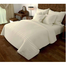 Постільна білизна Молочна Бязь страйп MERISET - Полуторний на резинці (550035)