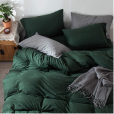 Постільна білизна Темнозелений Ранфорс MERISET - Полуторний на резинці (550102)