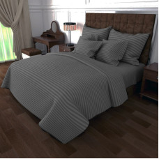Постільна білизна Сірий страйп Бязь Люкс MERISET - Сімейний на резинці (550113)