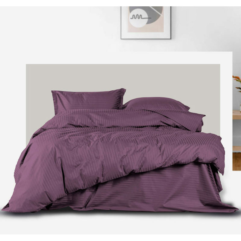 Постільна білизна DARK PLUM Сатин страйп MERISET - Євро на резинці (550136)