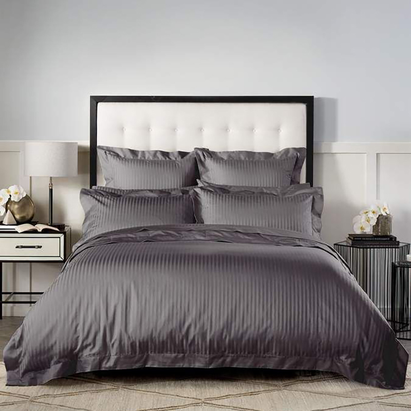 Постільна білизна DARK GREY Elite Сатин страйп MERISET - Полуторний на резинці (550224)