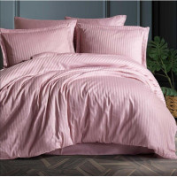 Постільна білизна PINK PUDRA Elite Сатин страйп MERISET - Сімейний на резинці (550225)