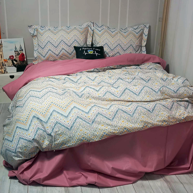 Постільна білизна Абстракція зігзаг Ранфорс MERISET - Євро (550247)