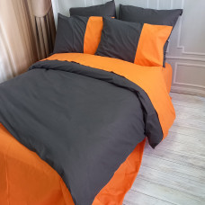 Постільна білизна PREMIERE Антрацит/Помаранчевий Ранфорс MERISET - Полуторний (550256)