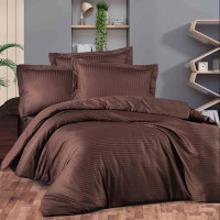 Постільна білизна Шоколадно-коричневе Сатин страйп MERISET - Євро (550261)