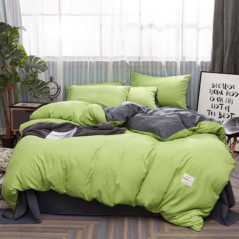 Постільна білизна ДУЕТ Фісташка/Антрацит Ранфорс MERISET - Полуторний на резинці (550271)