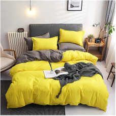 Постільна білизна ДУЕТ Жовтий/Антрацит Ранфорс MERISET - Сімейний на резинці (550272)