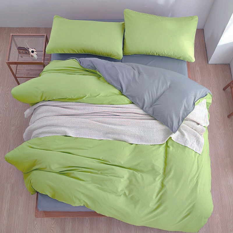 Постільна білизна ДУЕТ Фісташка/Сірий Ранфорс MERISET - Сімейний на резинці (550273)