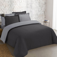 Постільна білизна ДУЕТ Чорний/Сірий Ранфорс MERISET - Сімейний на резинці (550278)