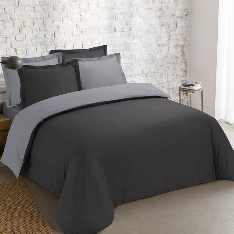 Постільна білизна ДУЕТ Чорний/Сірий Ранфорс MERISET - Двоспальний (550278)