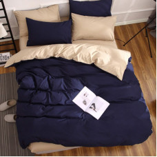 Постільна білизна ДУЕТ Темно-синій/Крем-брюле Ранфорс MERISET - Євро (550279)