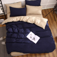 Постільна білизна ДУЕТ Темно-синій/Крем-брюле Ранфорс MERISET - Двоспальний (550279)