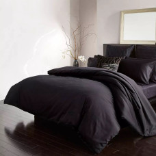 Постільна білизна BLACK Premium Сатин однотон MERISET - Полуторний на резинці (550380)