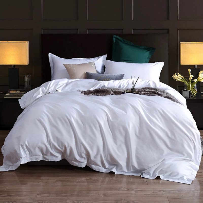 Постільна білизна WHITE Premium Сатин однотон MERISET - Полуторний на резинці (550384)