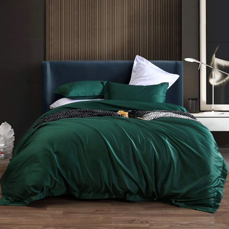 Постільна білизна ROYAL GREEN Premium Сатин однотон MERISET - Євро на резинці (550385)