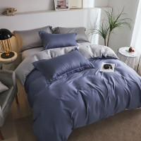 Постільна білизна ДУЕТ INDIGO/TRUE GREY Premium Сатин однотон MERISET - Євро на резинці (550389)