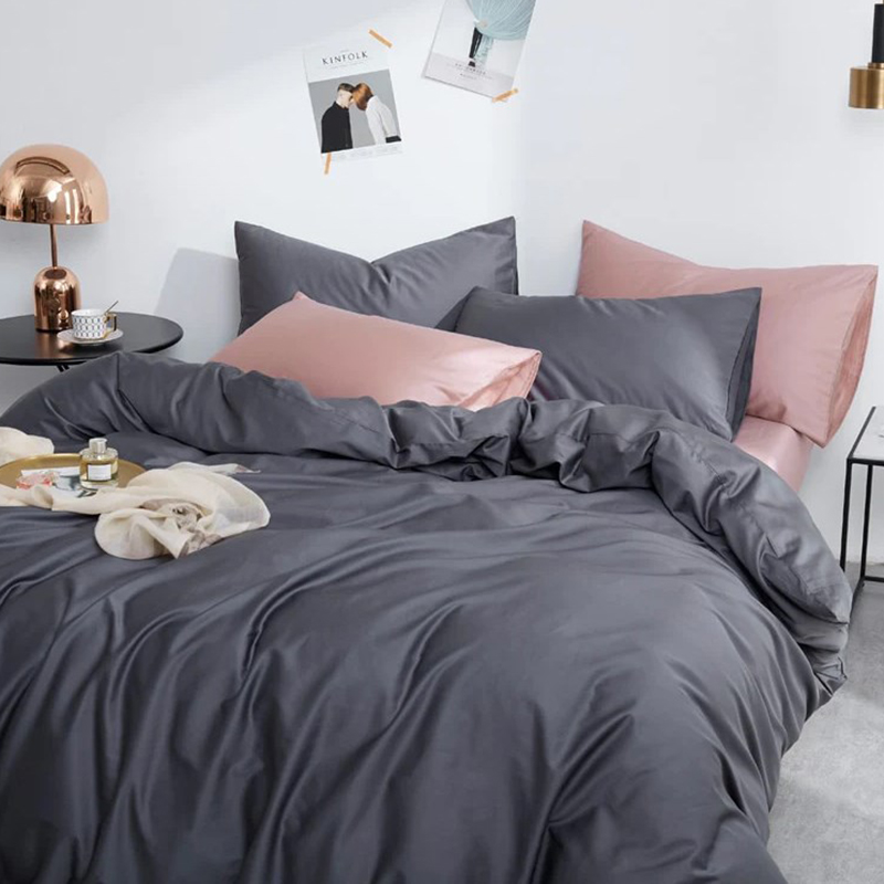 Постільна білизна ДУЕТ ANTHRACITE/PUDRA Premium Сатин однотон MERISET - Євро (550390)